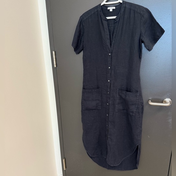 James Perse M GUC/EUC linen deep navy full length dress shirt dress - Picture 14 of 15